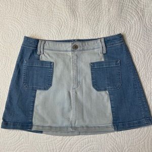 70s patchwork denim mini skirt